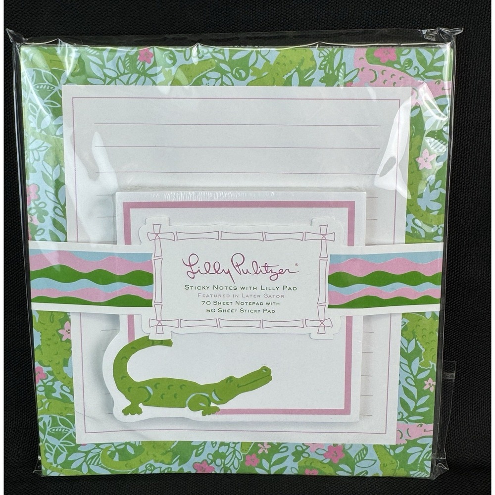 Lilly Pulitzer Sticky Notes With Lilly Pad Pink Green Later Gator Alligator